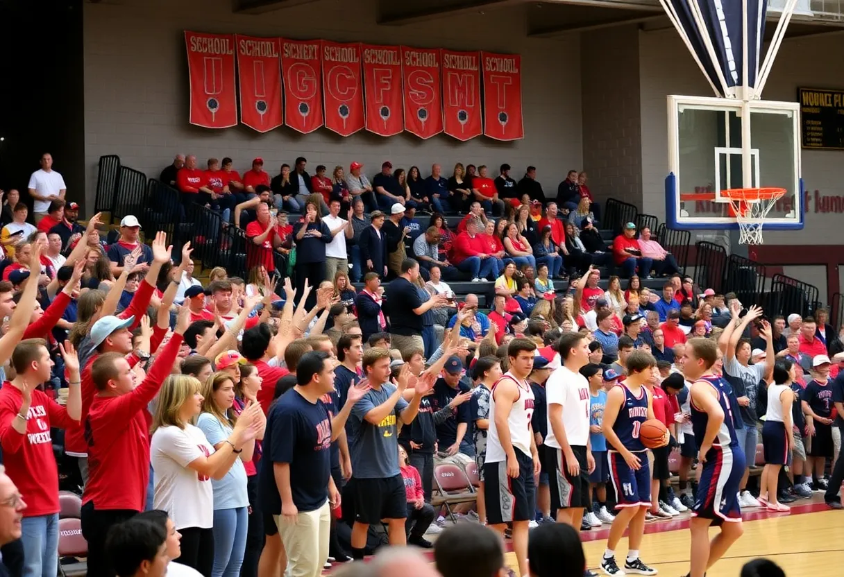 Cheering fans at Arlington high schools sports event