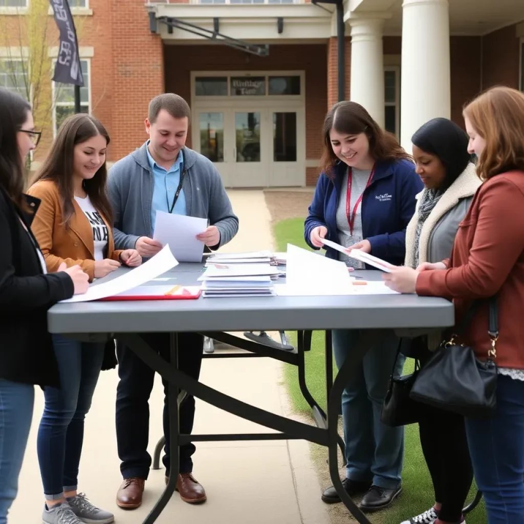 Students helping residents with tax preparation services at Milligan University.