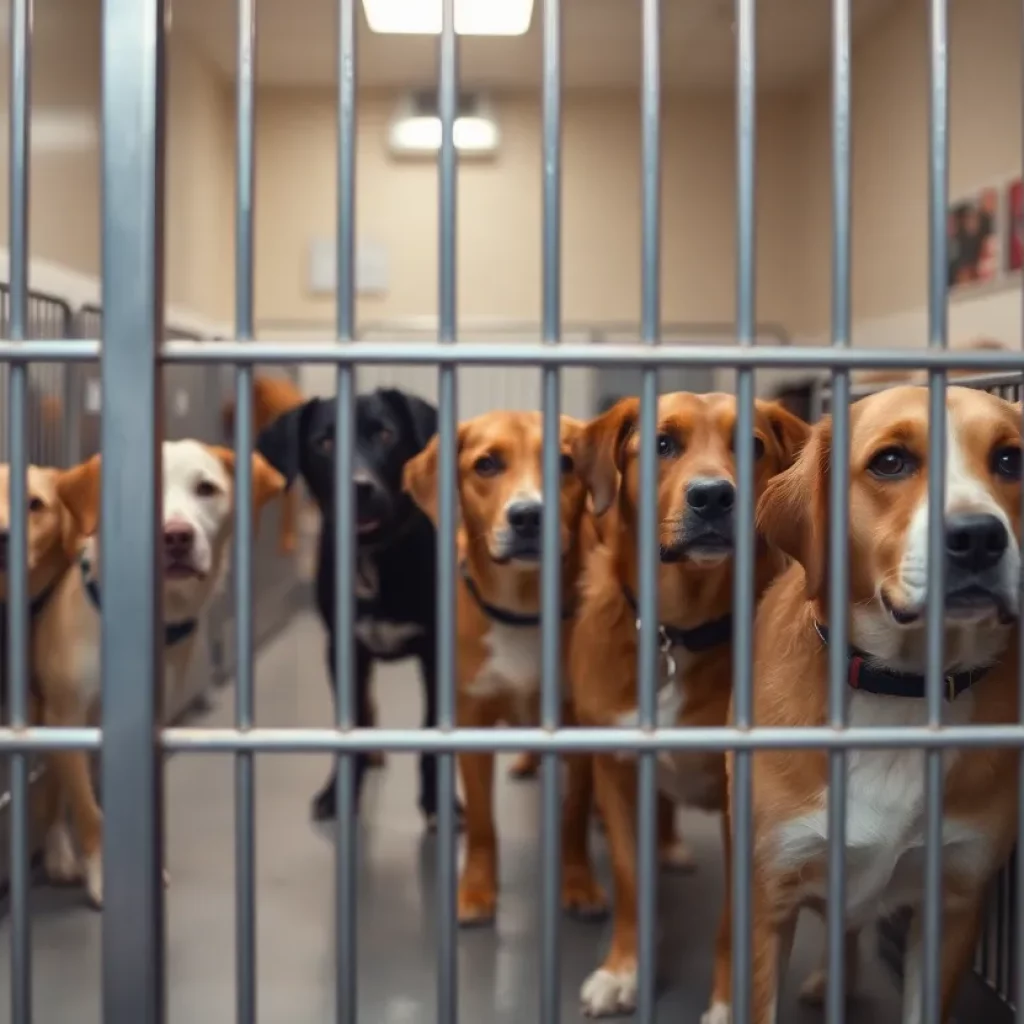 Dogs at Petworks Animal Services shelter waiting for adoption