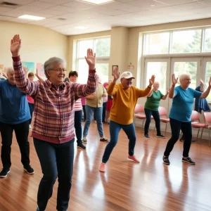 Seniors exercising together at the Elizabethton Senior Center.