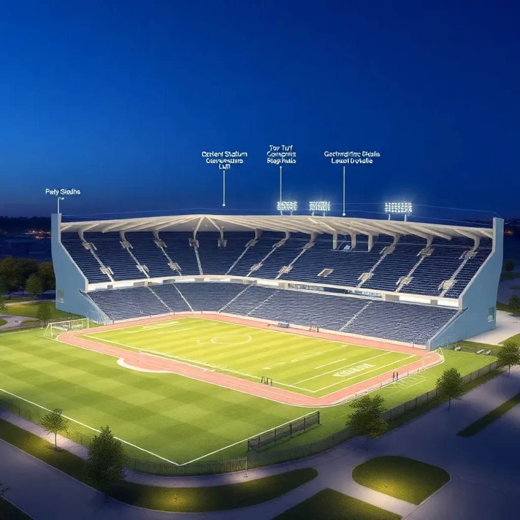 Blueprint of Tod Houston Memorial Stadium renovations