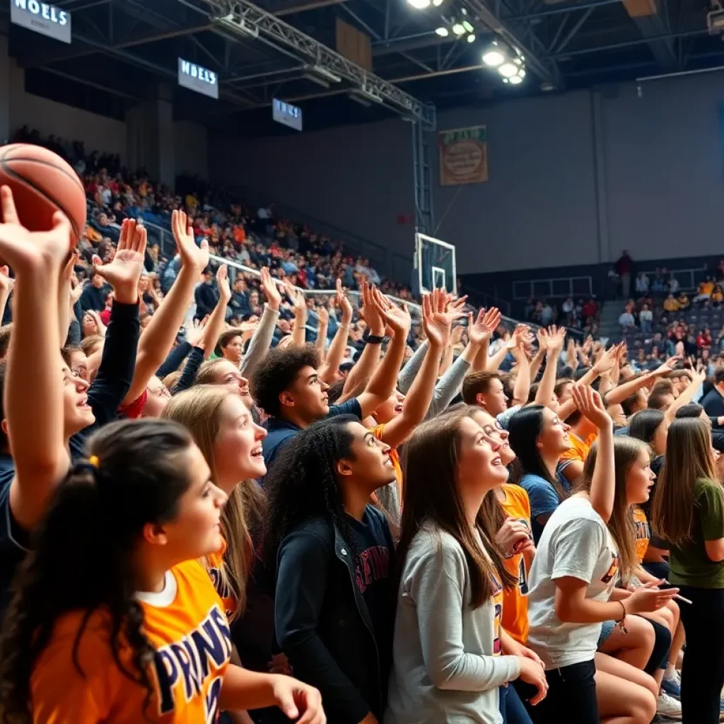 Chattanooga women's basketball team celebrating a win on the court.