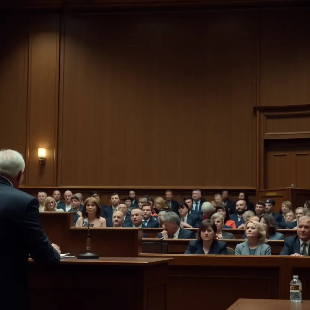 Courtroom during the trial of Jacob Morley for first-degree murder in Carter County.