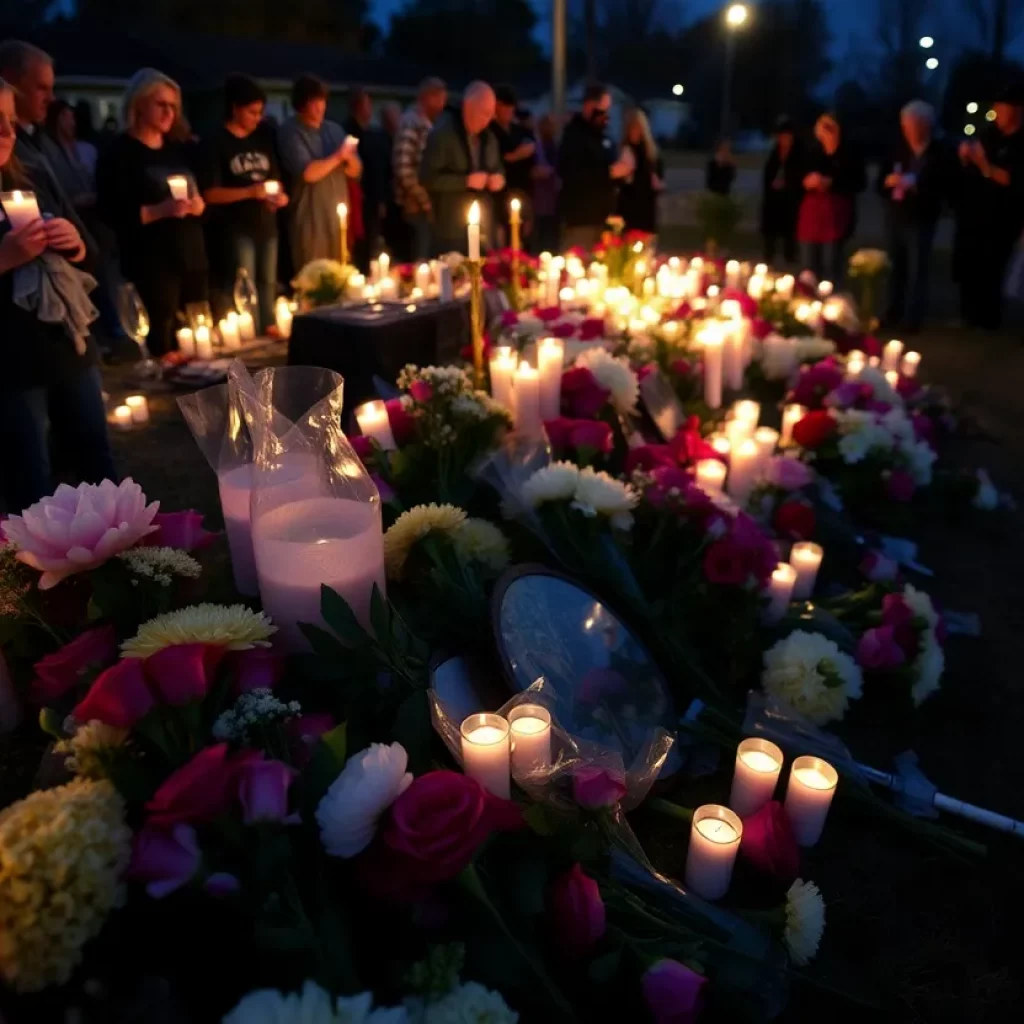 Candlelight vigil in Elizabethton, TN honoring victims of a tragic accident.
