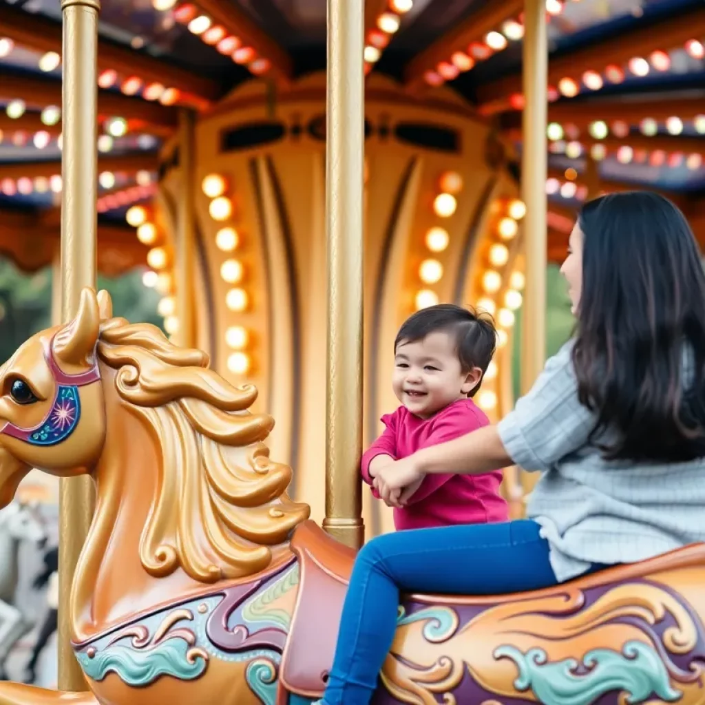 Families enjoying rides on the Kingsport Carousel