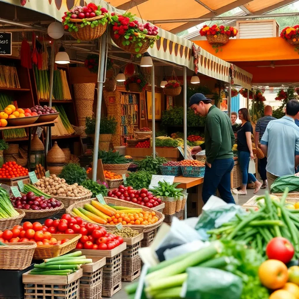 Vibrant farmers market in Kingsport with fresh produce and crafts