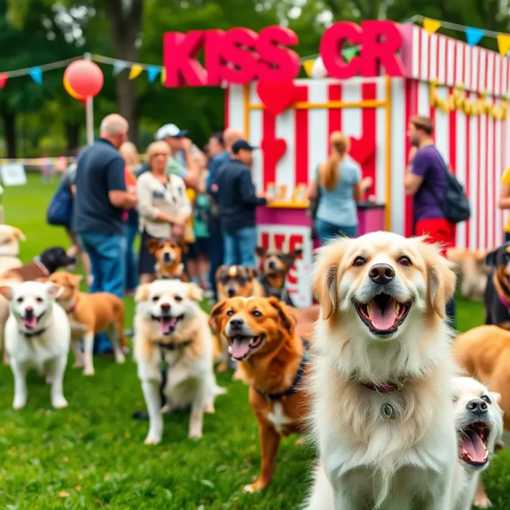 Dogs and owners enjoying the Sweethearts and Snouts Social event in Kingsport