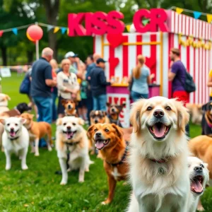 Dogs and owners enjoying the Sweethearts and Snouts Social event in Kingsport