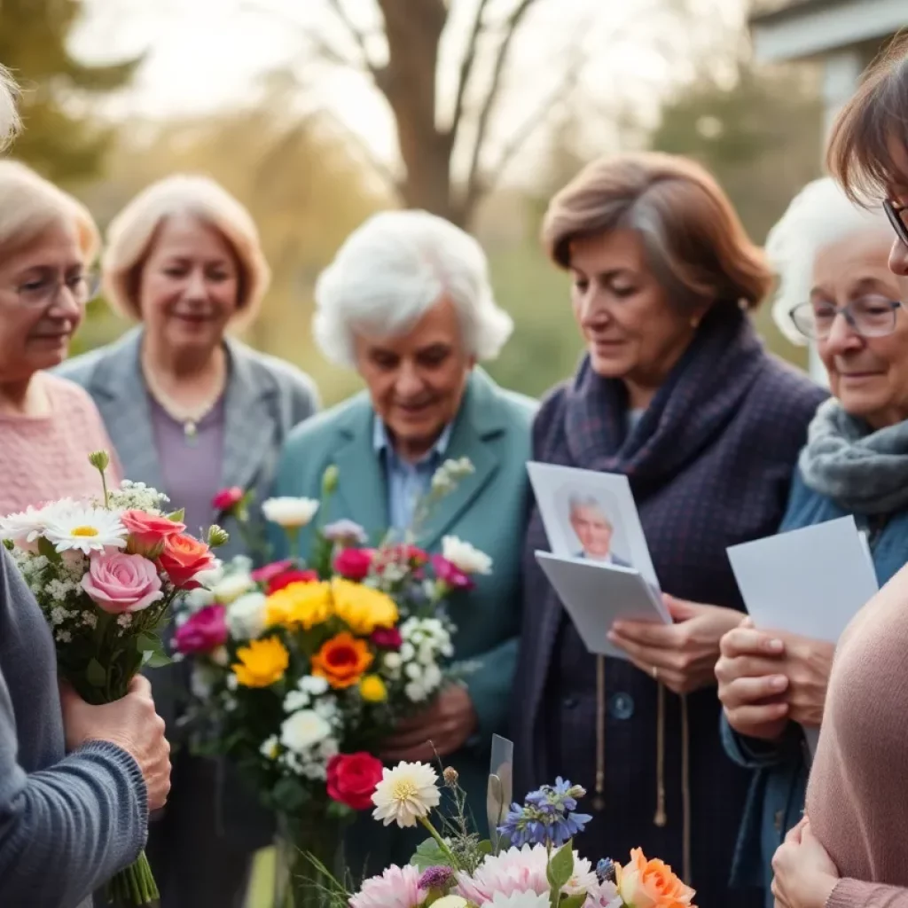 Community members gathered to honor the memory of Ida Hinkle with flowers and cards.