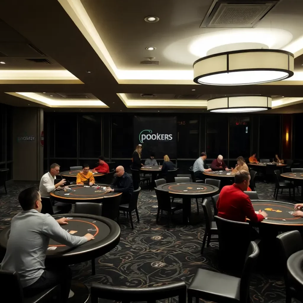 Modern poker room at Hard Rock Casino Bristol with players at tables