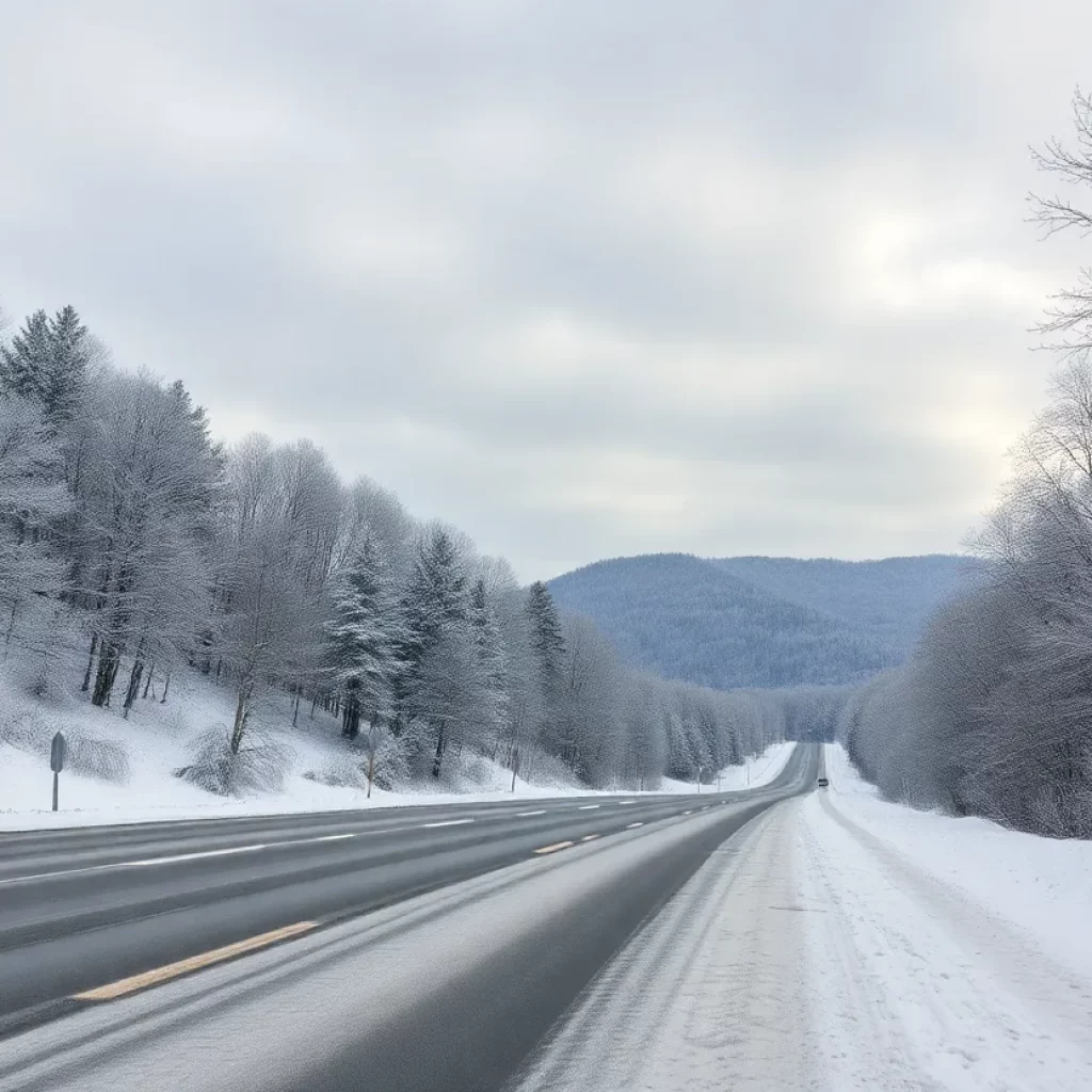 Winter landscape in East Tennessee covered in snow