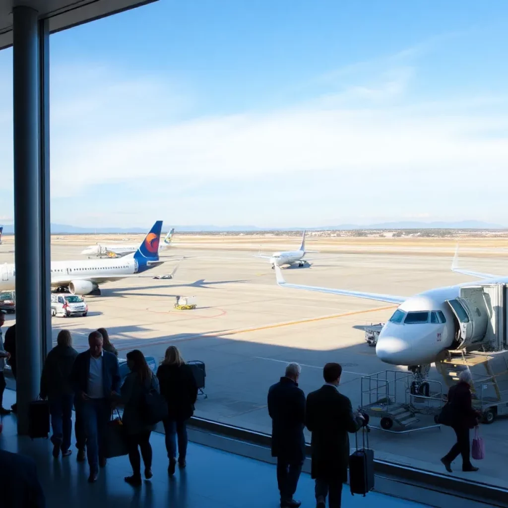 Aerial view of Tri-Cities Airport bustling with activity.