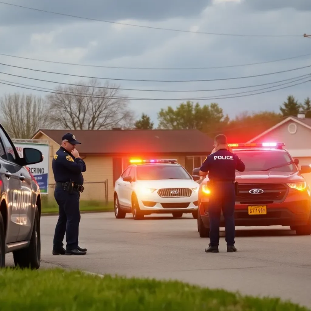 Law enforcement officers conducting a drug bust in a town