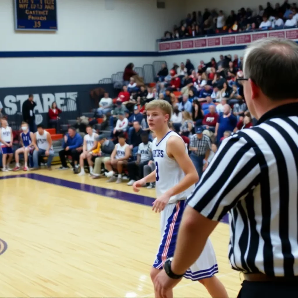 Bristol High School basketball game with players and spectators