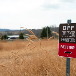 Scenic view of Bristol, Virginia during fire emergency with clear blue skies and dry grass