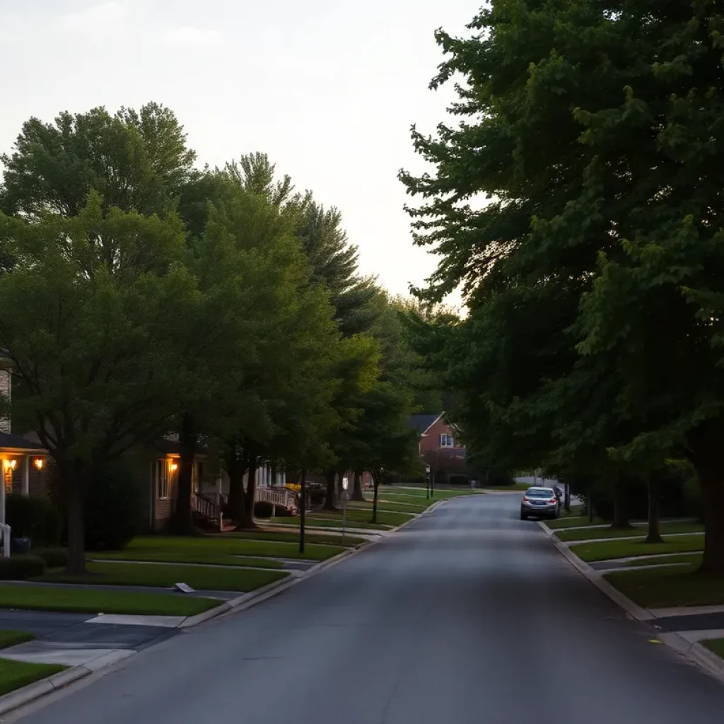 Suburban neighborhood in Bristol Virginia experiencing a power outage