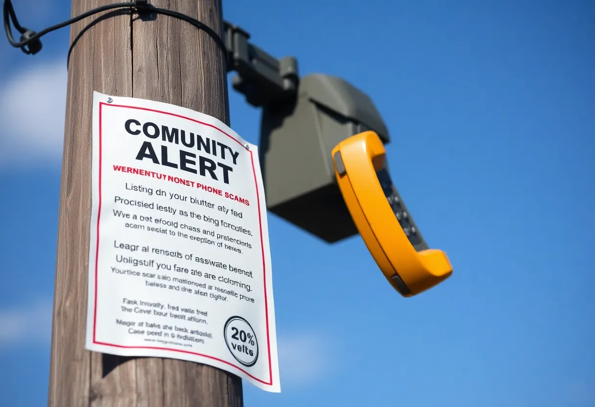 Community alert notice about phone scams