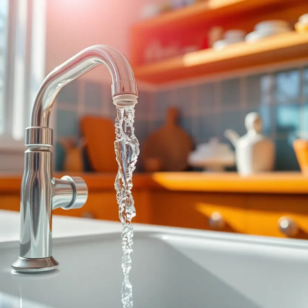 Flowing water from a kitchen tap in Elizabethton
