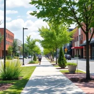 Pedestrians walking on a sidewalk on Euclid Avenue