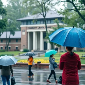 Umbrellas on a rainy morning in Kingsport