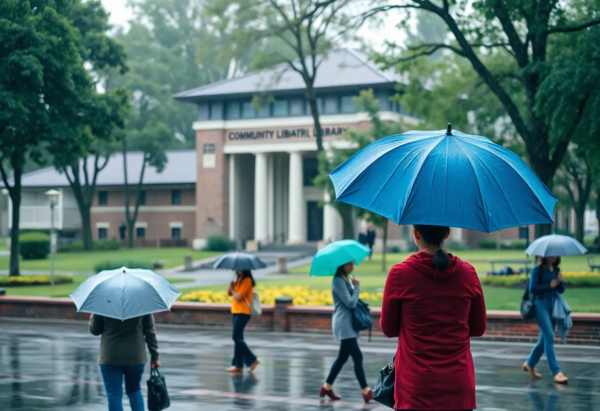 Umbrellas on a rainy morning in Kingsport