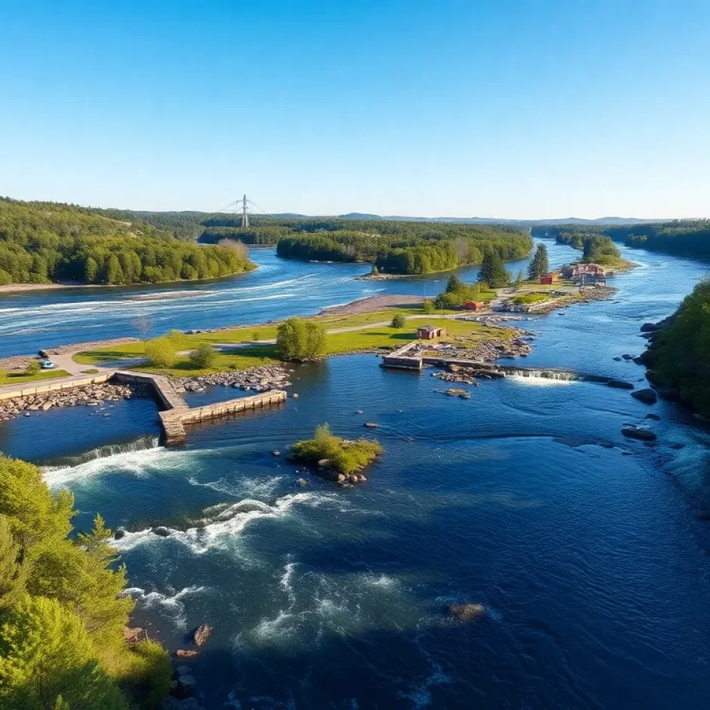 Conceptual design of Surf Betsy Whitewater Park with rapids and greenery
