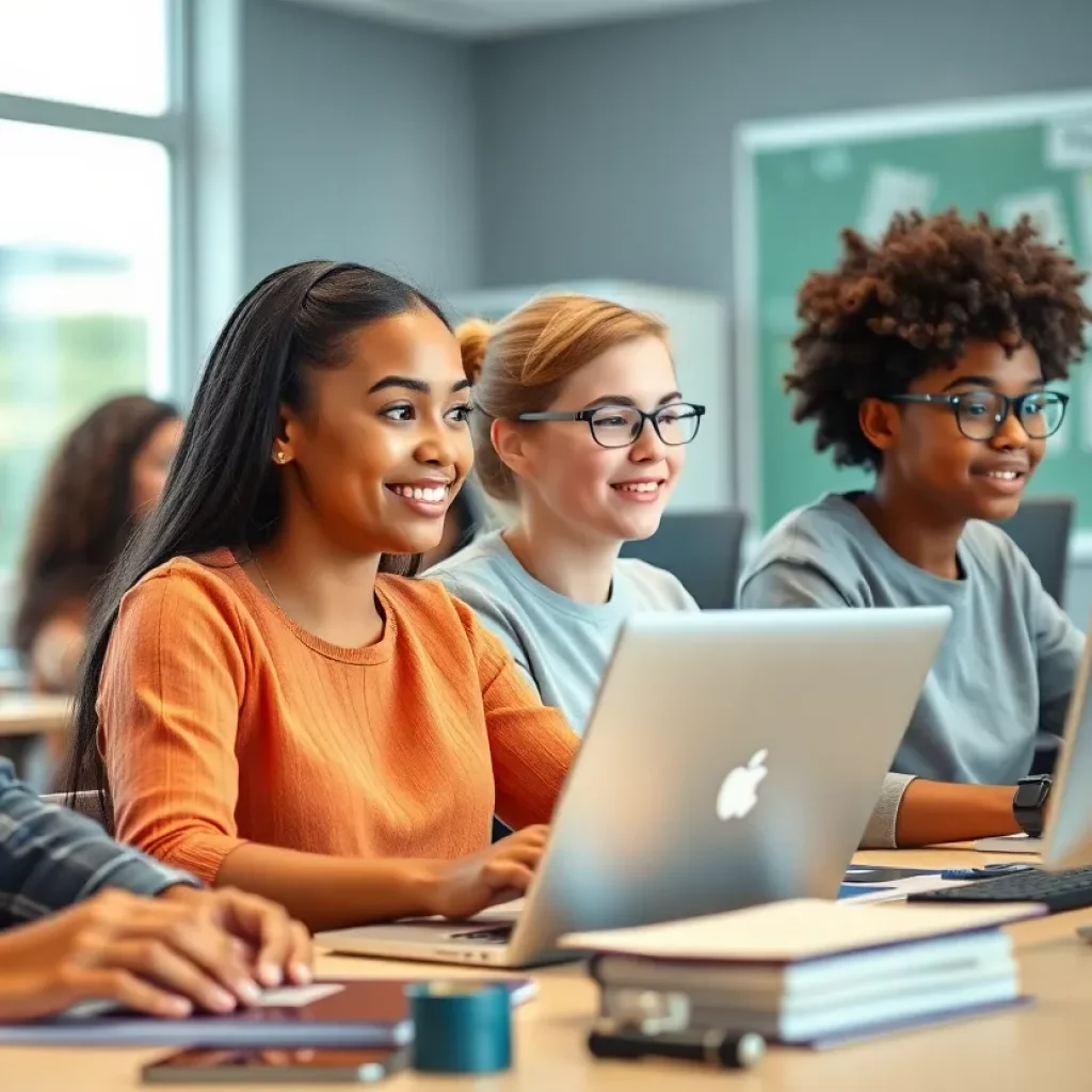 Students participating in a virtual learning environment