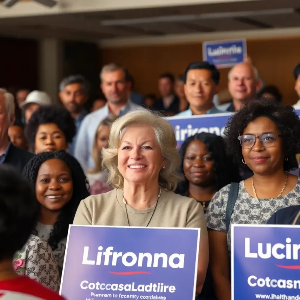 Diverse group of Californians supporting a political campaign.