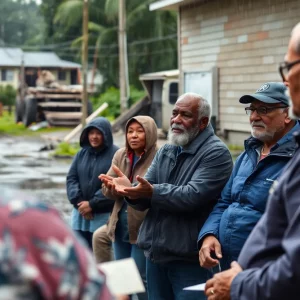 Residents gathering to discuss hurricane recovery efforts