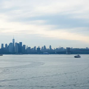 Emergency responders at the Hudson River following a helicopter crash