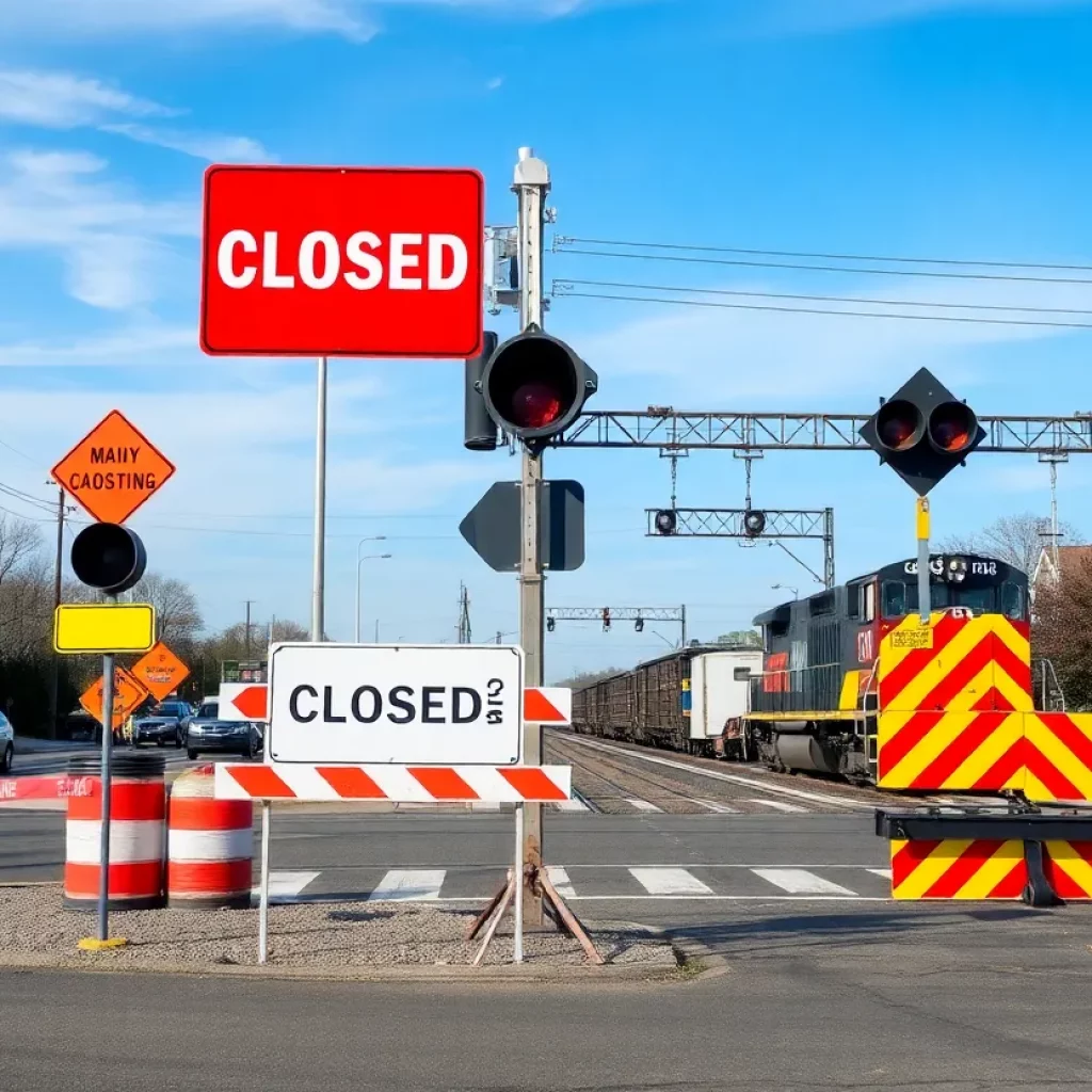 Closed railroad crossing in Johnson City, Tennessee