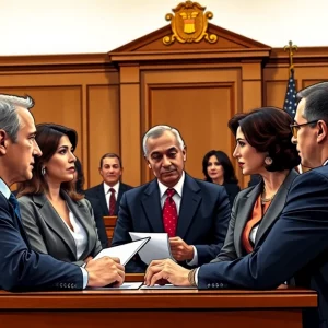 Diverse lawyers in a courtroom discussing legal strategies in New England