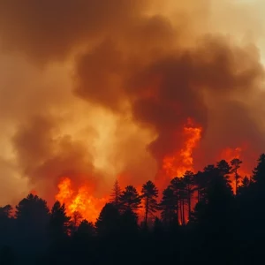 Wildfire engulfing forest in Ocean County, NJ