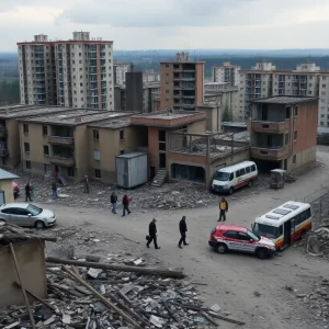Scene of destruction in Ukraine following a missile strike