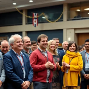A group of individuals celebrating the TSSAA Hall of Fame induction ceremony.
