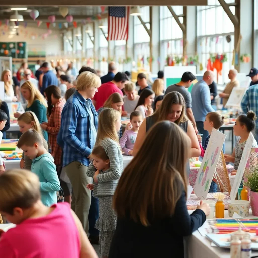 Families engaging in creative activities at the Boys & Girls Club Crafts Fair.