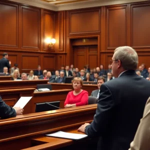 Courtroom setting during Menendez brothers resentencing hearing