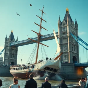 Scene of the Cuauhtémoc ship collision with the Brooklyn Bridge
