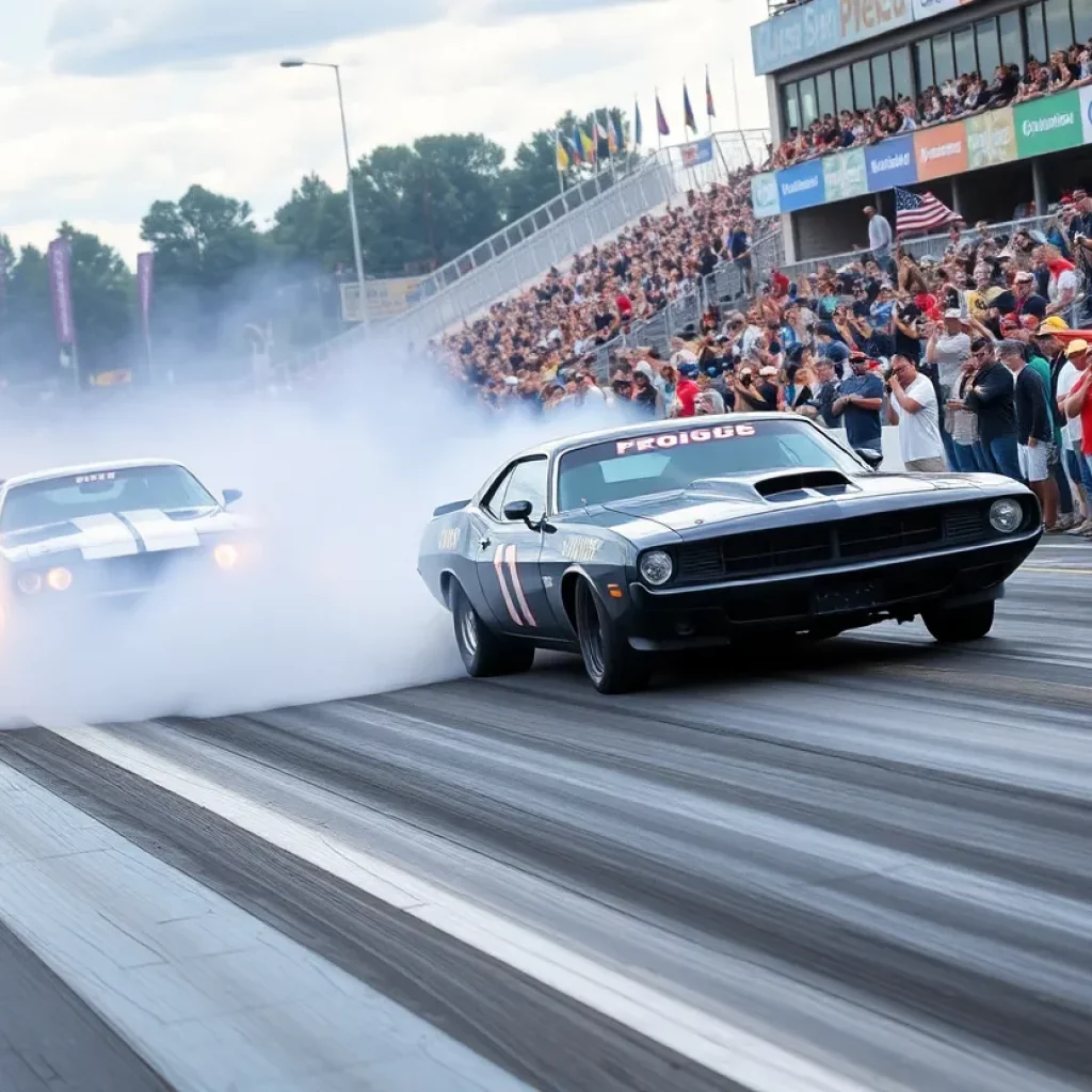 High-powered drag racing cars competing at NHRA Thunder Valley