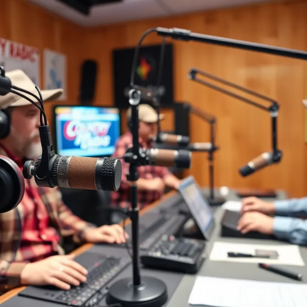 Radio studio setup for on-air personality role