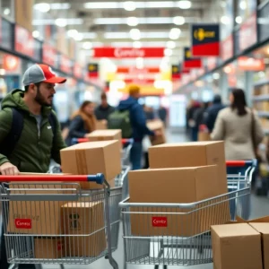 Packages from online shopping being delivered