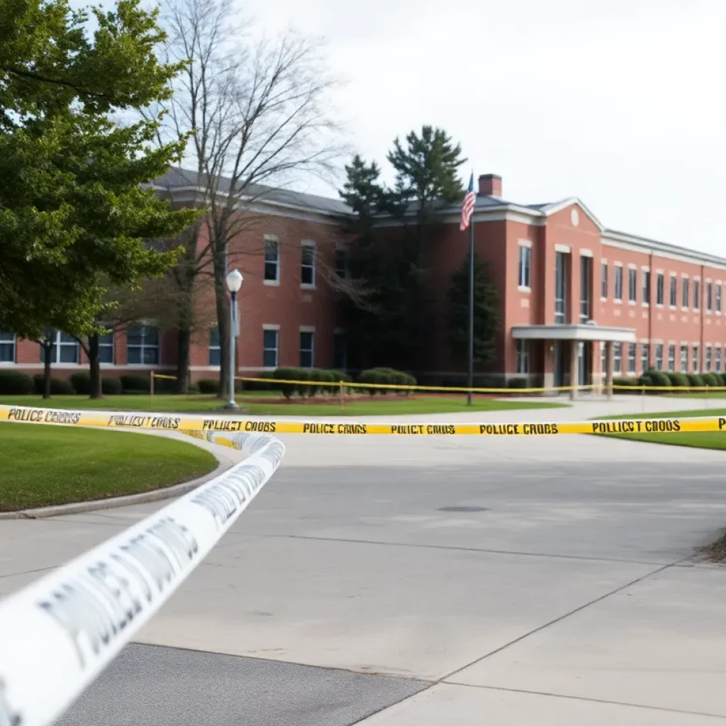 Police investigation scene outside Bristol-Plymouth Regional Technical School