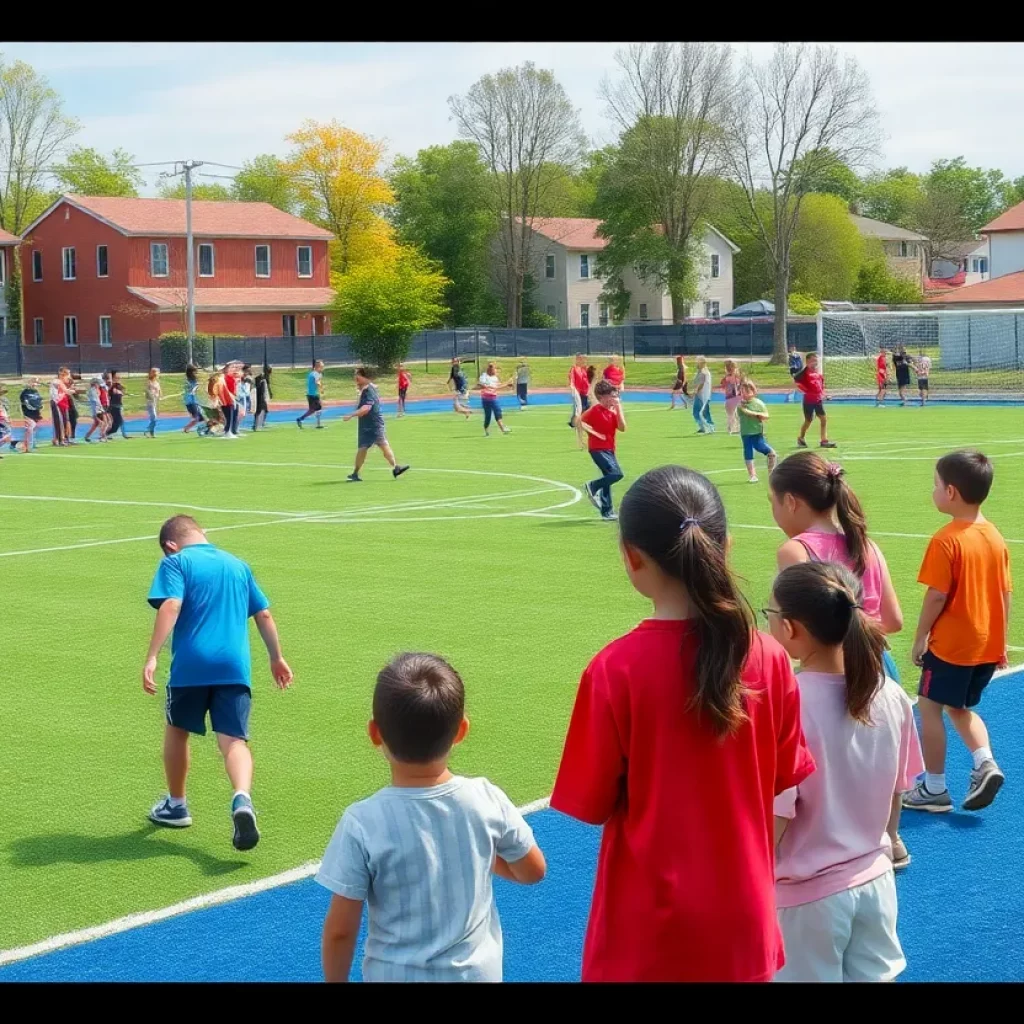 Image showing Tod Houston Memorial Field with students participating in sports and community activities.
