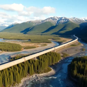 Natural landscape in Alaska, showcasing potential pipeline route