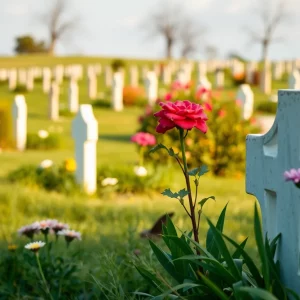 Cemetery with flowers symbolizing remembrance