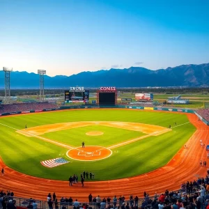 Construction of a baseball field at Bristol Motor Speedway