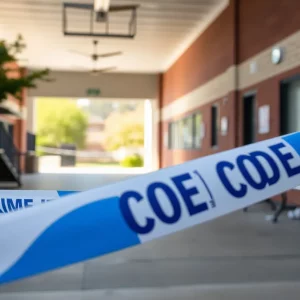 Police tape at a school crime scene in Bristol