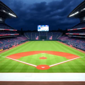 Baseball field setup at Bristol Motor Speedway