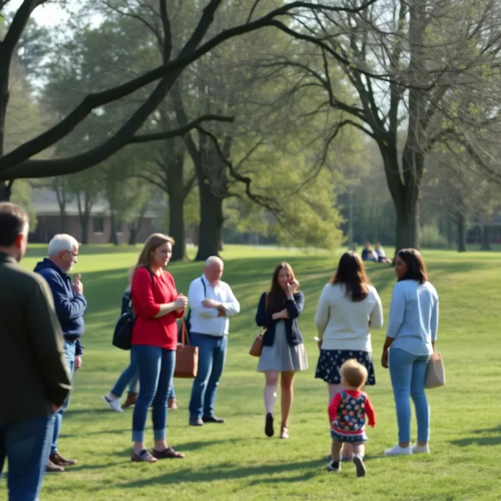 A vibrant community gathering in a park showcasing togetherness and joy.