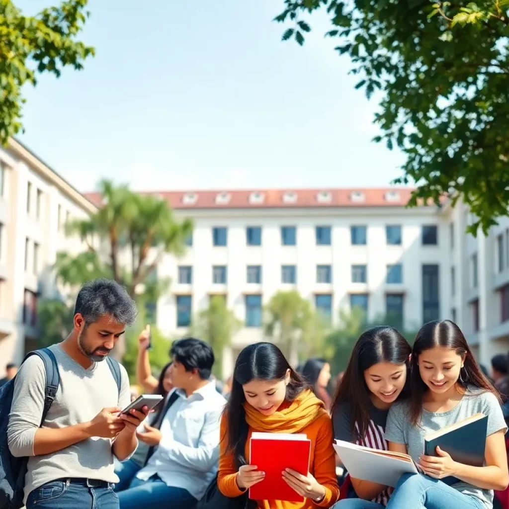 Diverse students studying together at Harvard University campus